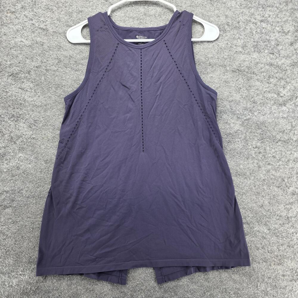 Athleta Tank Top Womens Small Purple 100% Nylon Layered Back Athletic Gym SP19